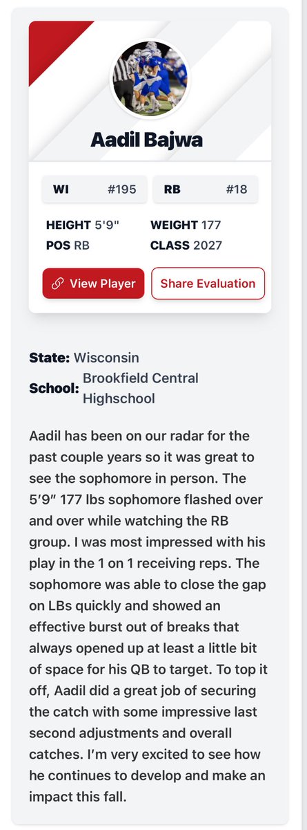 Aadil Bajwa (@aadilbajwa09) on Twitter photo Thank you <a href="/MJ_NFLDraft/">Mark Johnson</a> for the write up!!! Once again grateful for the opportunity to go and compete. Excited for what’s to come this season‼️‼️‼️
<a href="/Mr_Nellis/">Joel Nellis</a> <a href="/CoachIverson/">Clay Iverson</a> <a href="/PrepRedzoneWI/">Prep Redzone Wisconsin</a> <a href="/bench424nmore/">Mark Gibson</a> Thank you <a href="/MJ_NFLDraft/">Mark Johnson</a> for the write up!!! Once again grateful for the opportunity to go and compete. Excited for what’s to come this season‼️‼️‼️
<a href="/Mr_Nellis/">Joel Nellis</a> <a href="/CoachIverson/">Clay Iverson</a> <a href="/PrepRedzoneWI/">Prep Redzone Wisconsin</a> <a href="/bench424nmore/">Mark Gibson</a>