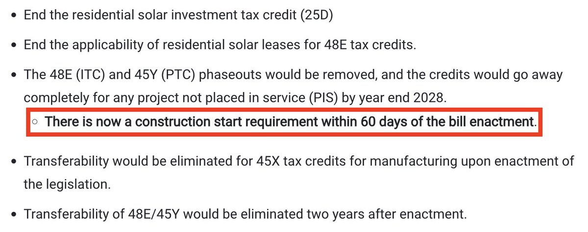 RIP solar industry 1978-2025. If passed by the senate, this single addition to the budget bill will stall solar deployment for the foreseeable future.