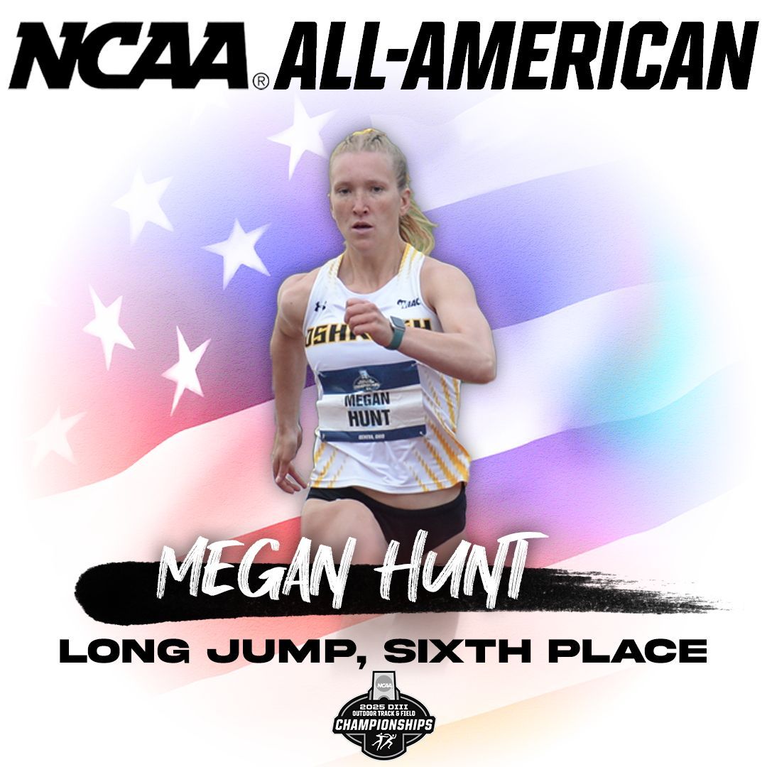 Megan Hunt earns a first team All-America nod after a sixth place finish at the NCAA DIII Outdoor Championship in the long jump 👟 💛 

Hunt's 5.81 meter jump earned her a third overall long jump All-America nod  🏃‍♀️ 🏅 

UWOTF_CC | #GoldStandard | #d3tf