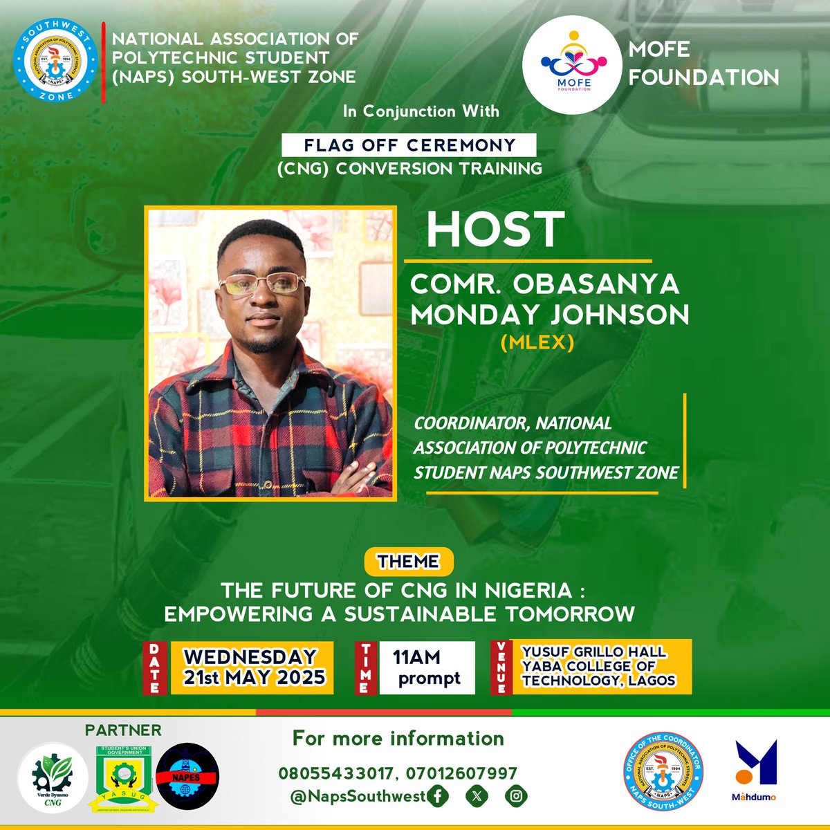 NapsSouthwest's tweet photo. On Wednesday  this historical event at YABATECH by NAPS Southwest / MOFE Foundation to lunch the training of 500 polytechnic students in southwest for CNG Conversion Training, Aim to promote clean energy &amp; Students empowerment, said obasanya Monday Johnson, NAPS SW coordinator https://t.co/Fk7wV4iBIm