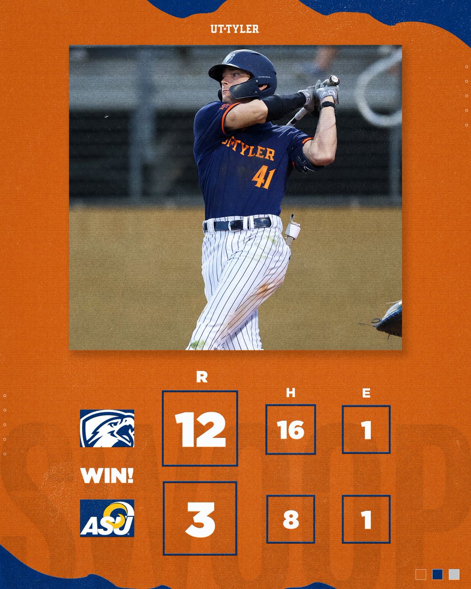 UT Tyler Patriots (@uttylerpatriots) on Twitter photo BASE | PATS WIN!
#2 seed <a href="/uttylerbaseball/">UT Tyler Baseball</a> gets HOT at the plate and rolls over #1 seed Angelo State and now stands one win away from a trip to Cary!
#SwoopSwoop BASE | PATS WIN!
#2 seed <a href="/uttylerbaseball/">UT Tyler Baseball</a> gets HOT at the plate and rolls over #1 seed Angelo State and now stands one win away from a trip to Cary!
#SwoopSwoop