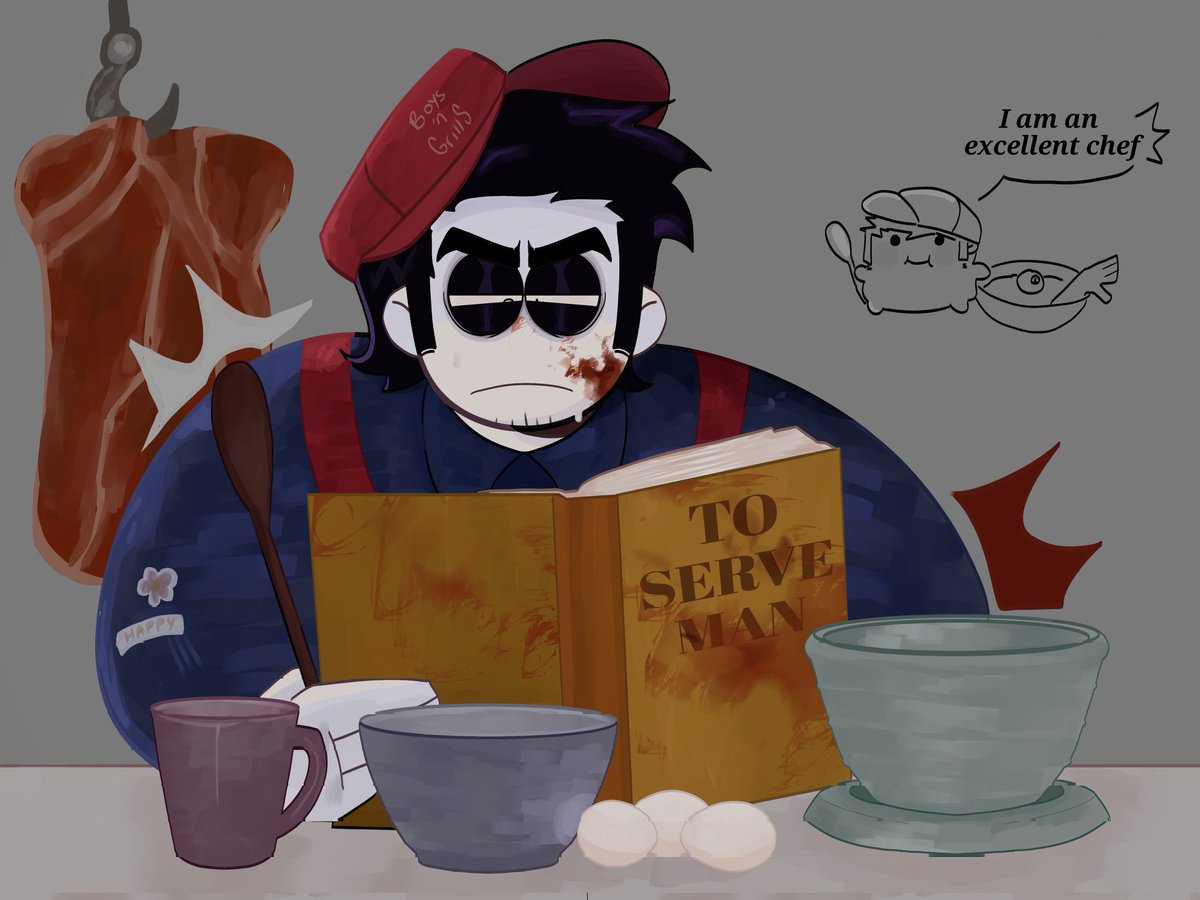 sumbikiux's tweet image. 🥩- &quot;To serve man&quot;

#spookymonth #spookymonthoc #bobvelseb