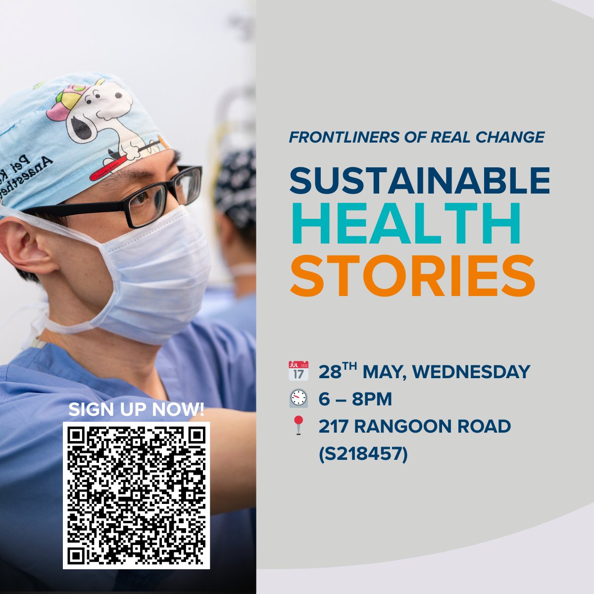 📅 Happening next Wed (28 May,6pm)! 

Don’t miss #SustainableHealthStories – an inspiring evening of real stories from healthcare professionals driving change for people and the planet. 🌍💚

📍217 Rangoon Rd (Singapore)
🍴Food &amp; drinks after!
🔗Sign up: shsevent.eventbrite.com