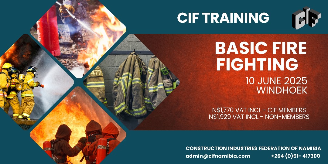 CIFNamib's tweet image. | @CIFNamib Basic Fire Fighting
Date: 10 June 2025
Location: Windhoek, Namibia
N$1,770 (VAT incl.) – @CIFNamib Members
N$1,929 (VAT incl.) – Non-@CIFNamib members
Contact/register: admin@cifnamibia.com / +264 61 41 7304
#CIFNamibia #BasicFireFighting #FireFighting #Namibia #Safe