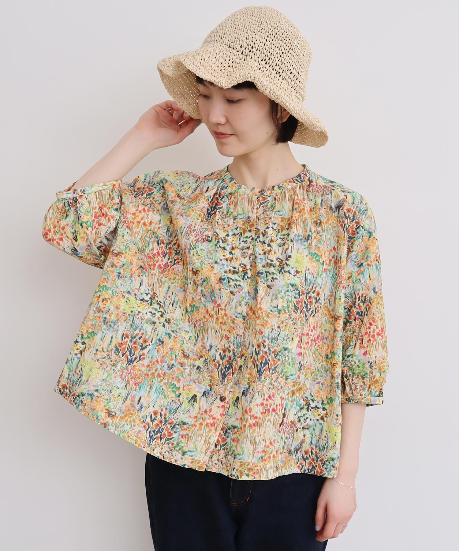 l'atelier du savon 野うさぎのブロックpr ブラウス