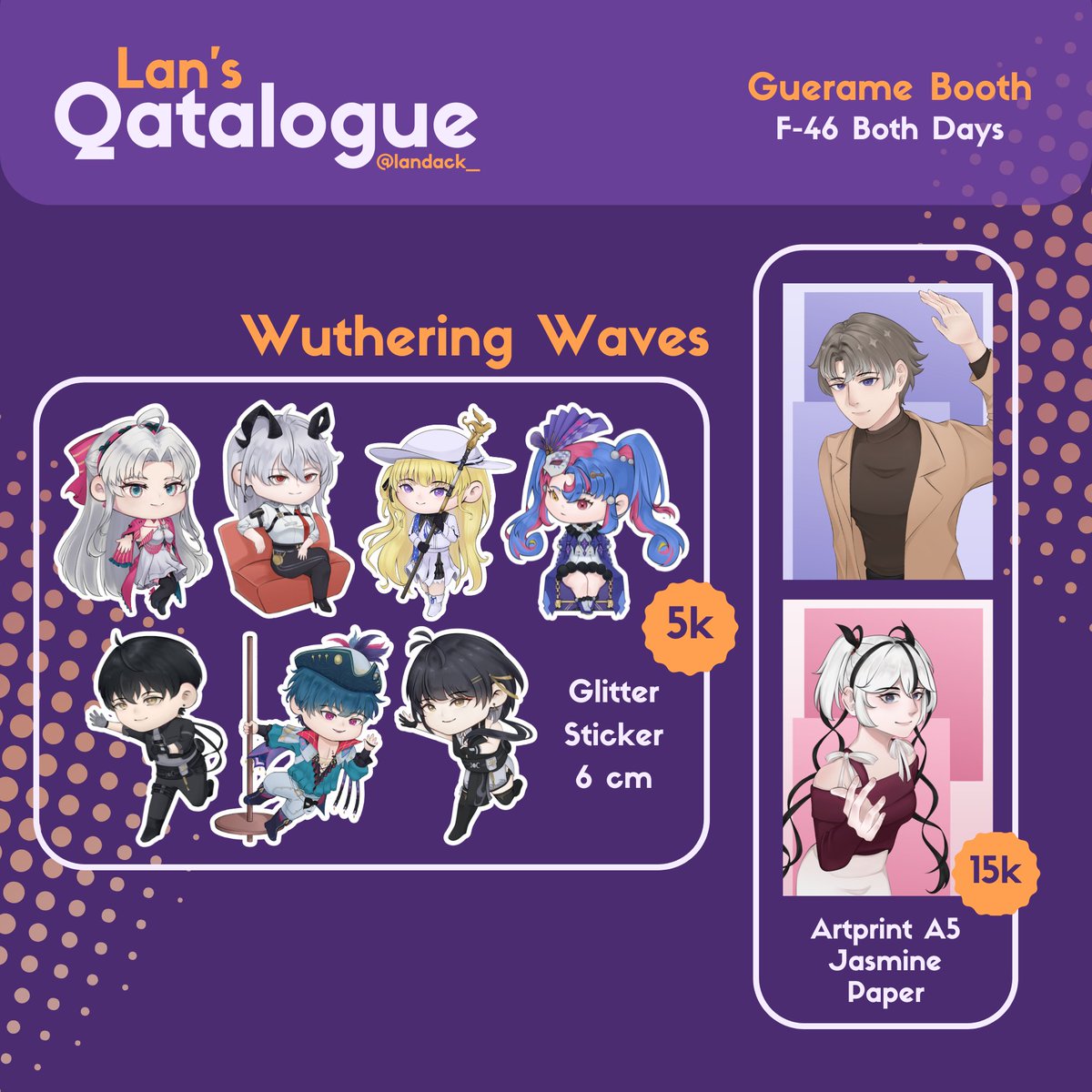 landack_'s tweet photo. FIXED AND FULL CATALOG IS READY YEAY!! 
(🔄&amp;❤️ makasii)

📍F-46 Guerame 🐟
🗓️Both Days (24-25 May)
🌟Wuthering Waves &amp; Zenless Zone Zero (ZZZ)

OTS Only! see u guisss🫶
#CFXXcatalogue #cfxx #CF20 https://t.co/TFocPf7q27