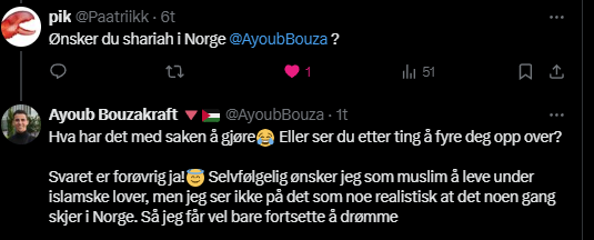 Muslimer i Norge er helt åpne om at de ønsker sharia lover i Norge, fordi de mener det er helt naturlig for en muslim å ønske sharia.

De syter og klager over at de ikke føler at de passer inn, og det er jo vår feil fordi vi ikke vil ha sharia lover her.