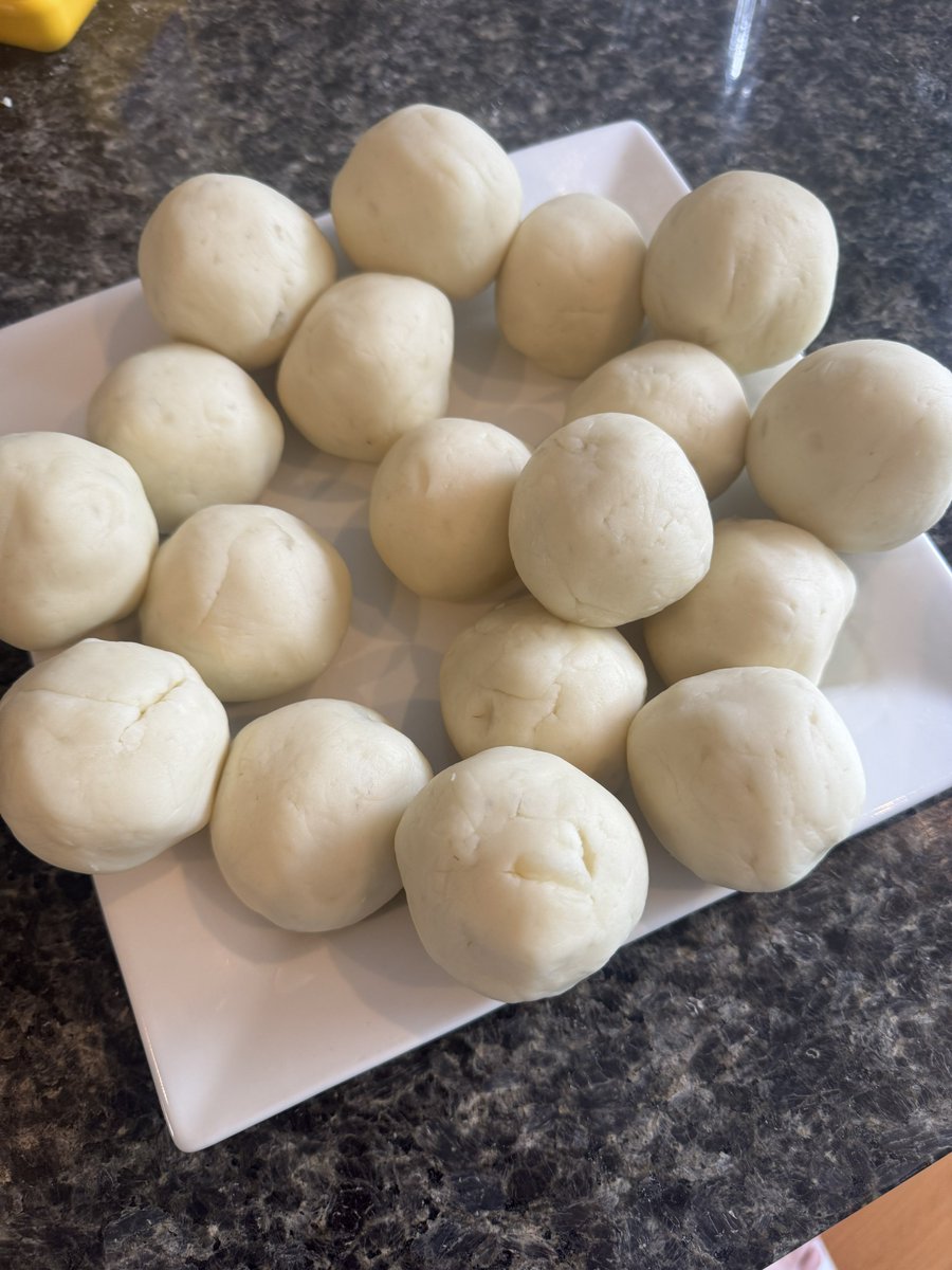 acemacg's tweet image. Decided to try making the cheese stuffed potato mochi tonight. 

#KitsWhoCook
