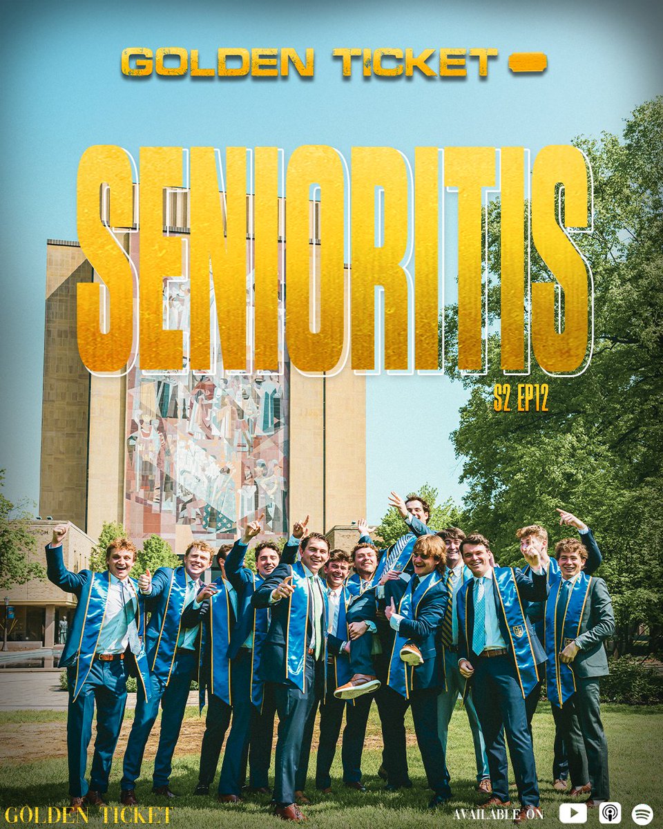 S2 E12 IS LIVE @ 10 AM 🏆🎟

The crew is joined by a group of his friends nearing their graduation. A large group of Holy Cross-Notre Dame Gateway 9.0 alumni reflect on the journey that brought them from the Gateway program to graduation.

#GoldenTicket #Seniors #NotreDame