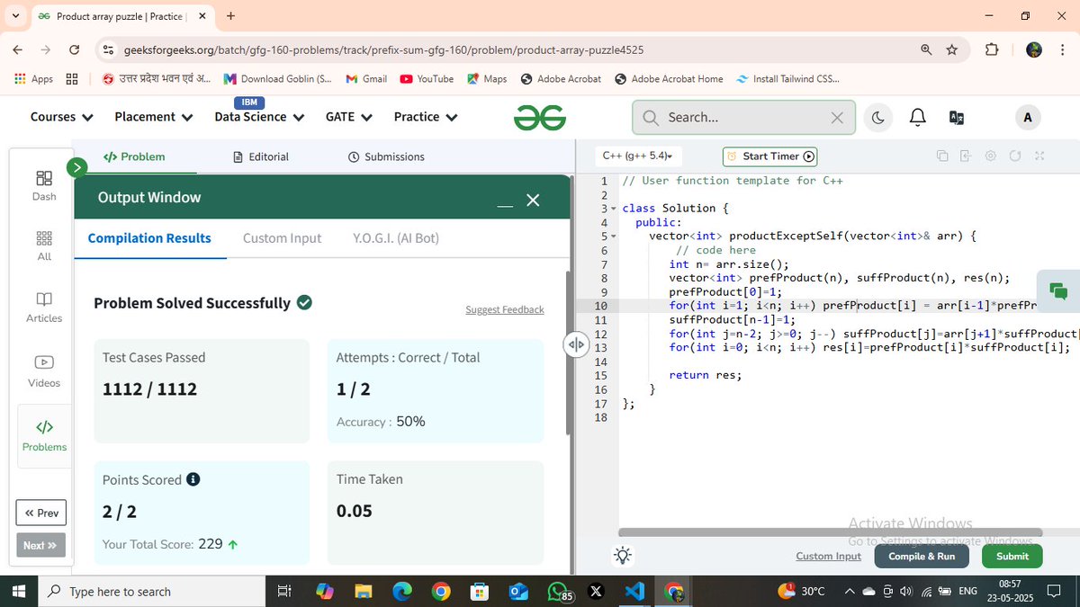 ashutosh_m03's tweet photo. Day 64 of my #GFG160DaysCodingChallenge | Product array puzzle|||   #gfg160 #geekstreak2025 #geeksforgeeks #160DaysOfCode
@geeksforgeeks https://t.co/1gGptZjzRB