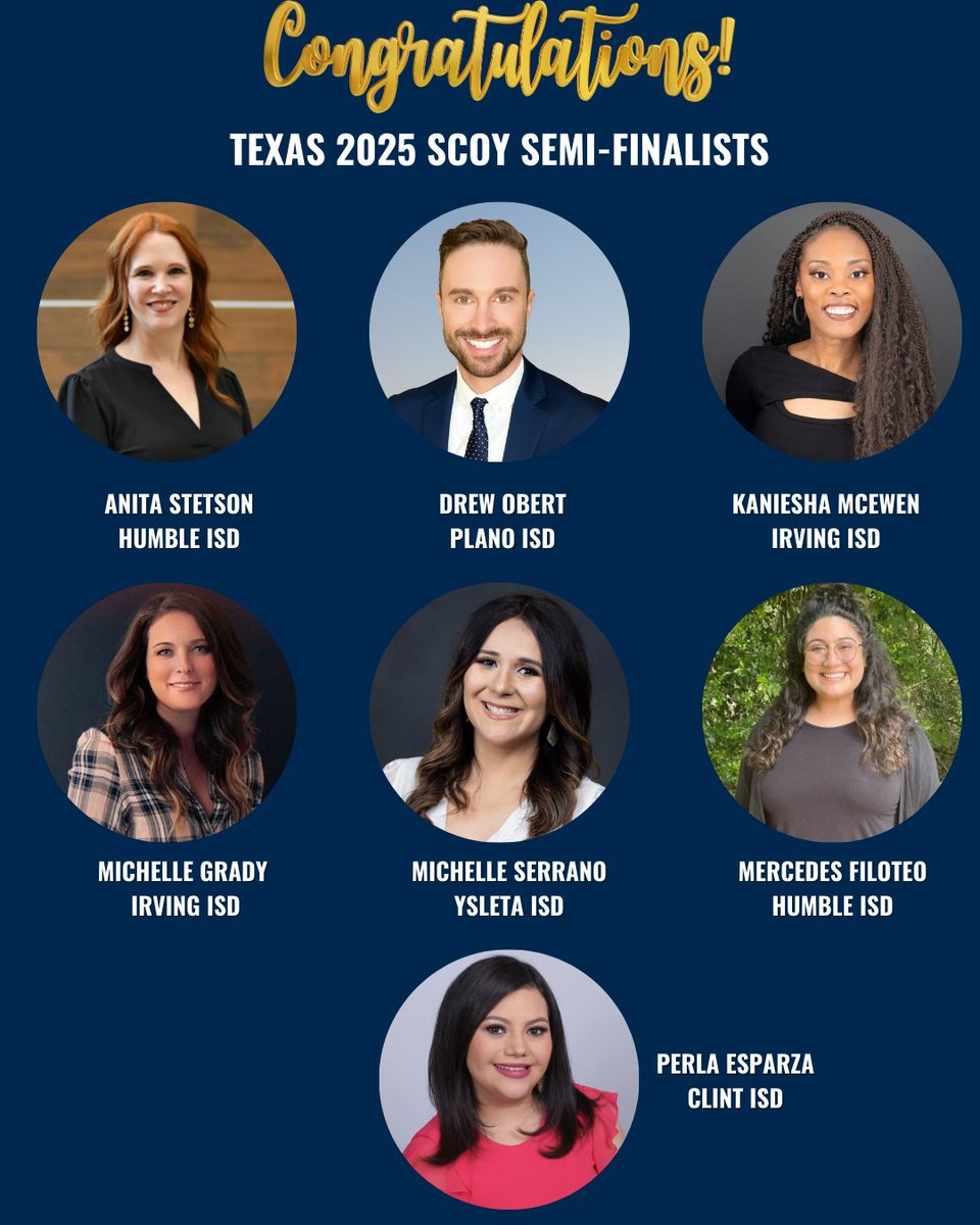 Proud to announce the 2025 TX School Counselor of the Year Semi-Finalists! 🎉 If you know, work with, or see them—be sure to celebrate and congratulate them! Their dedication to top-notch, comprehensive programs is inspiring. Keep shining! 🌟 #TEXAS #LSSSCA