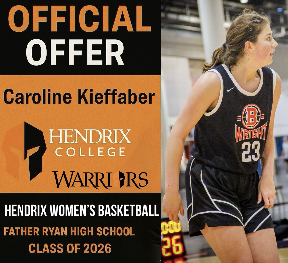 Caroline Kieffaber (@carokieffaber26) on Twitter photo Big thank you to Coach Sullivan and Hendrix College for an Official Offer! <a href="/hdxwbb/">Hendrix Women’s Basketball</a> <a href="/TBWexposure/">Team Brandan Wright</a> <a href="/frhsgirlsbball/">Father Ryan Girls Basketball</a> Big thank you to Coach Sullivan and Hendrix College for an Official Offer! <a href="/hdxwbb/">Hendrix Women’s Basketball</a> <a href="/TBWexposure/">Team Brandan Wright</a> <a href="/frhsgirlsbball/">Father Ryan Girls Basketball</a>
