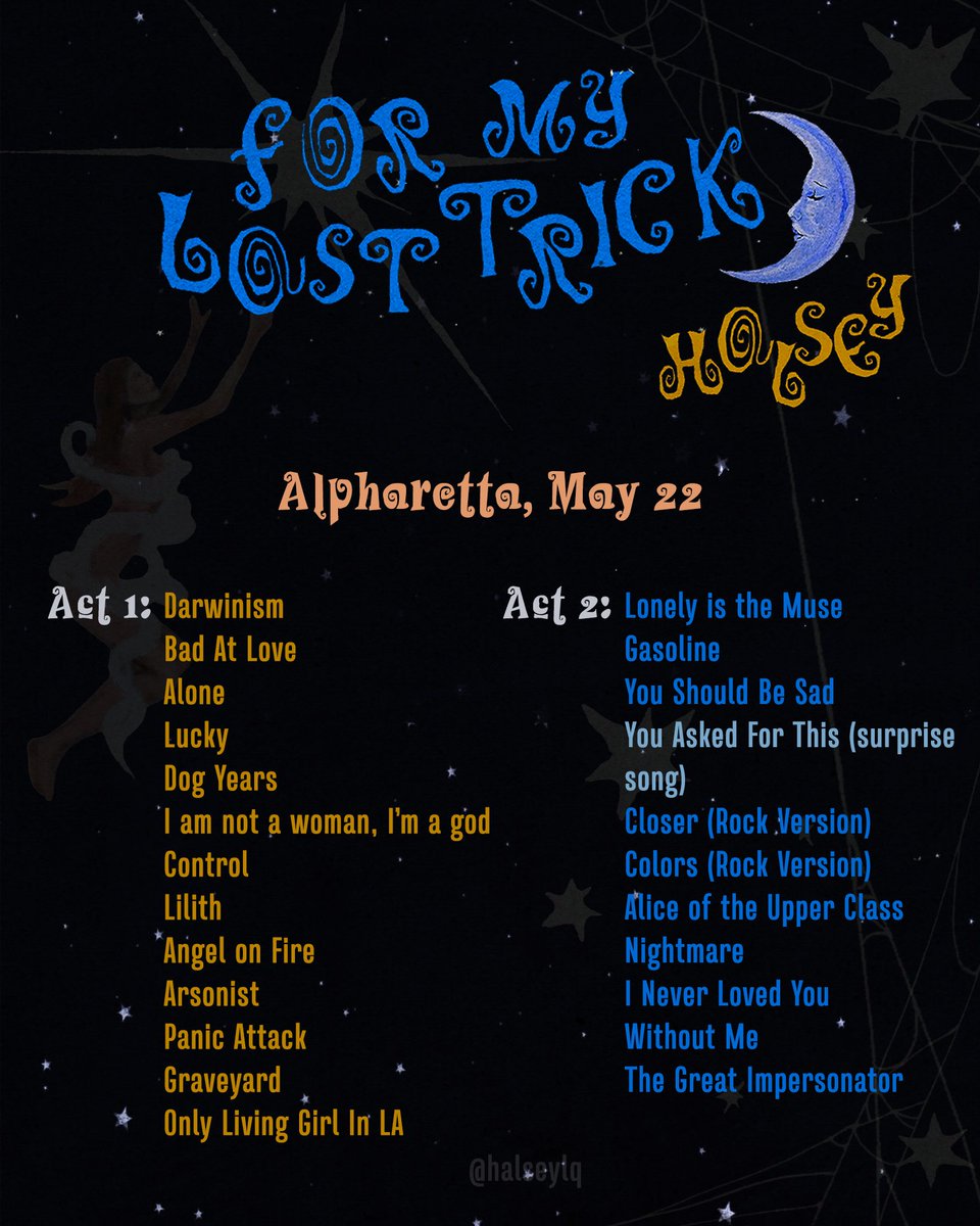 haIseylq's tweet image. Tonight Halsey switched the order of the songs from 'Act 2'.
She performed 'You Asked For This' as the surprise song.
She performed 'I Never Loved You'.
She wore a new two piece leather set.

#ForMyLastTrickTour #Alpharetta

Full setlist: