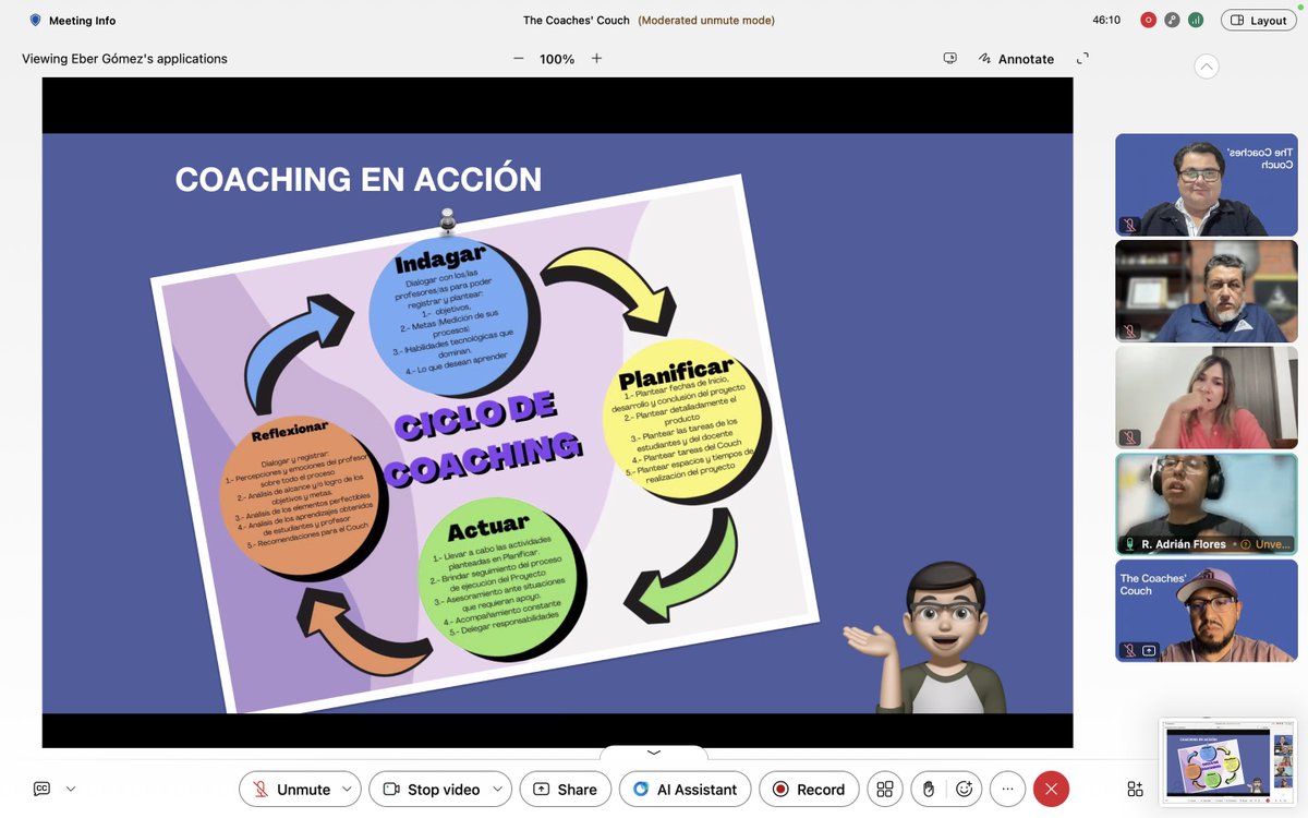 JersonZepeda's tweet photo. 🧑💻¡Una sesión de mucho aprendizaje sobre ciclos de coaching del programa #AppleLearningCoach! 🗓️Gracias a @ProfeLeo7, @oz_csb, Iliana Correa y Adrián Flores por compartirnos sus experiencias de acompañamiento docente en sus escuelas 🏫#AppleLearningCoachMx #TheCoachesCouch https://t.co/MpiR9HJDfm