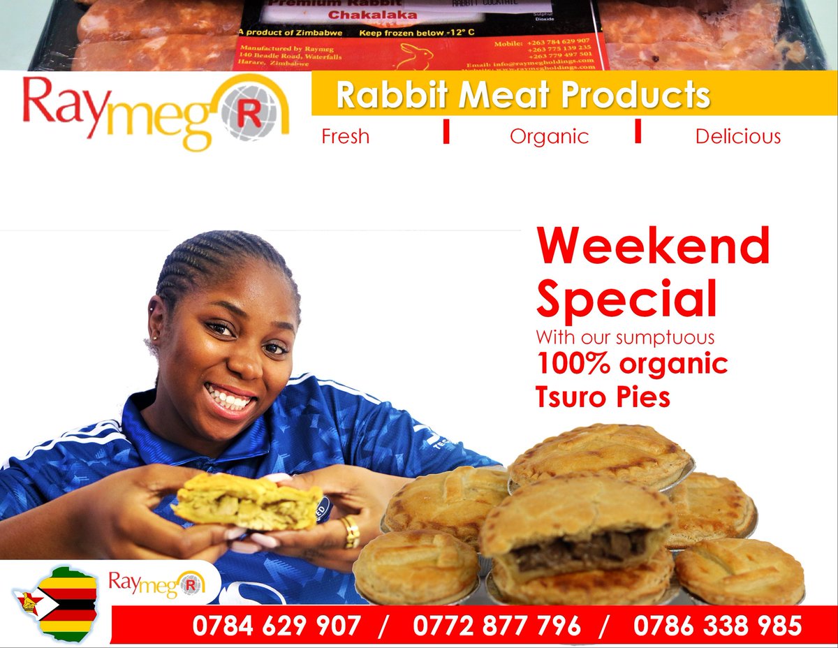 Enjoy your weekend with our mouthwatering 🤤 Tsuro pies. For orders, call or WhatsApp on the numbers on the flyer. 
#raymegrabbit #simplydelicious #healthyeating #flamegrilledburger