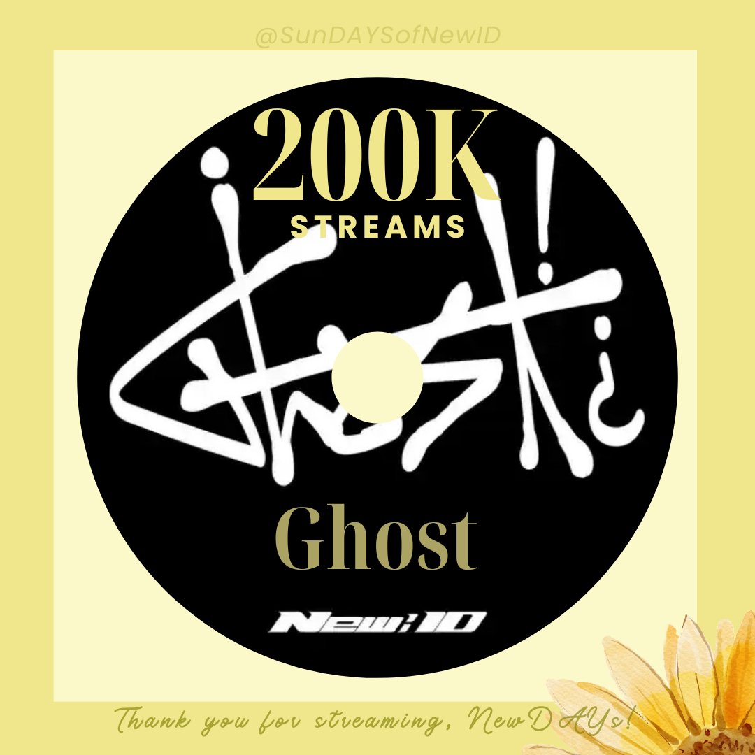 SunDAYSofNewID's tweet photo. 📈Ghost 👻 hits 200k streams on Spotify!
Thank you for streaming, NewDAYs! ⛅
#SunDAYSofNewID #New_ID @official_newID https://t.co/7x4kZgfq67