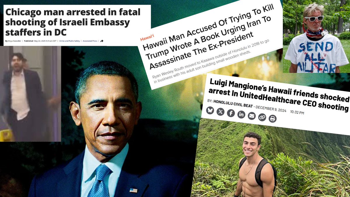 What do radical assassins Luigi Mangione, Elias Rodriguez, &amp; Ryan Wesley Routh have in common??
            HAWAII &amp; CHICAGO
and what do those 2 places have in common?
            OBAMA
Not a coincidence.