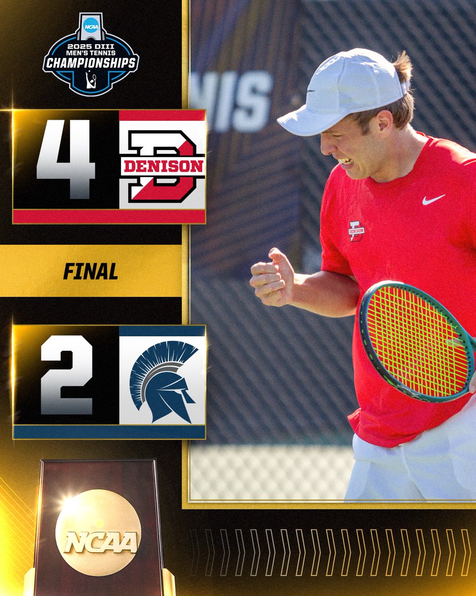 NCAA Division III (@ncaadiii) on Twitter photo FINAL: Denison defeats Case Western 4-2
<a href="/DenisonSports/">denisonsports</a> are your 2025 National Champions!
#WhyD3 ┃ #D3tennis FINAL: Denison defeats Case Western 4-2
<a href="/DenisonSports/">denisonsports</a> are your 2025 National Champions!
#WhyD3 ┃ #D3tennis
