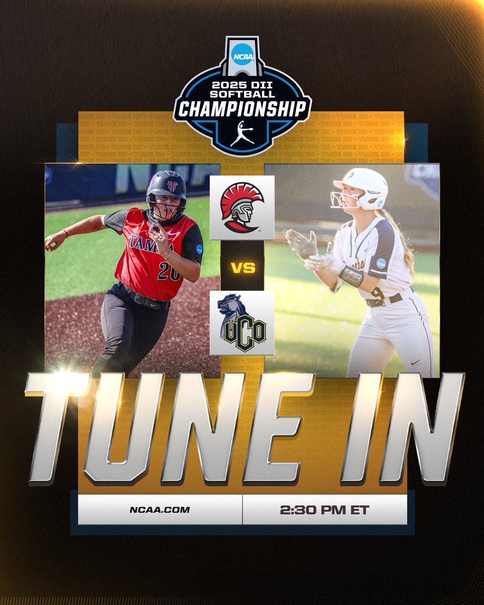 NCAA Division II (@ncaadii) on Twitter photo ๐๐ง๐ฅ๐ฒ ๐จ๐ง๐ ๐๐๐ง ๐ฌ๐ญ๐๐ฒ ๐๐ง๐๐๐๐๐๐ญ๐๐
Game Six of the #D2SB Championship
No. 2 <a href="/tampaspartans/">Tampa Spartans</a> ๐ No. 3 <a href="/ucoathletics/">UCO Bronchos</a>
๐: 2:30 PM ET
๐ฅ: on.ncaa.com/25D2SBsp
๐/๐บ: on.ncaa.com/0523D2SBv6
#D2SB | #MakeItYours ๐๐ง๐ฅ๐ฒ ๐จ๐ง๐ ๐๐๐ง ๐ฌ๐ญ๐๐ฒ ๐๐ง๐๐๐๐๐๐ญ๐๐
Game Six of the #D2SB Championship
No. 2 <a href="/tampaspartans/">Tampa Spartans</a> ๐ No. 3 <a href="/ucoathletics/">UCO Bronchos</a>
๐: 2:30 PM ET
๐ฅ: on.ncaa.com/25D2SBsp
๐/๐บ: on.ncaa.com/0523D2SBv6
#D2SB | #MakeItYours