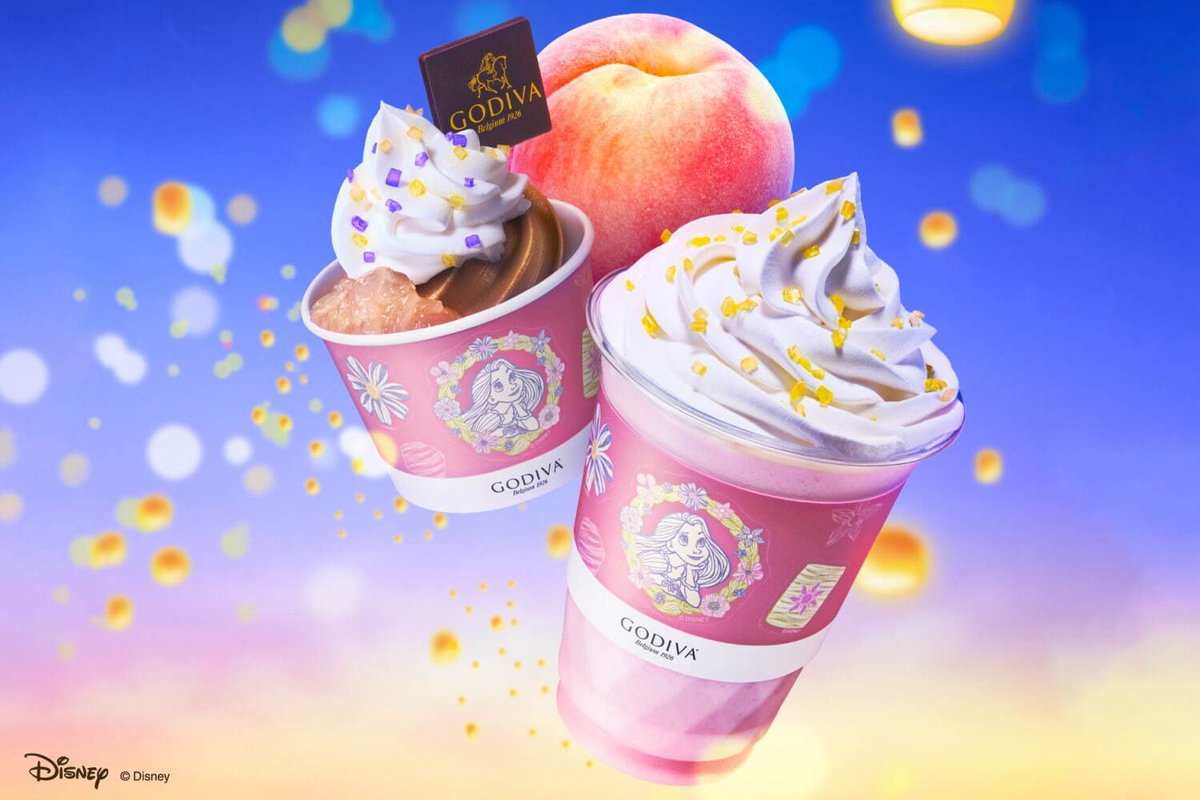 tdr_doria's tweet photo. 【GODIVA】
6月6日より、『塔の上のラプンツェル』公開15周年を記念した夏の新作「ホワイトピーチ ショコリキサー(スリーブ付き)」「カカオフルーツジュース ホワイトピーチ」「ソフトクリーム ピーチジュレ＆チョコレート」が期間・数量限定で販売されます。

https://t.co/6qVoHkhNoV https://t.co/FOlMe6oj0J