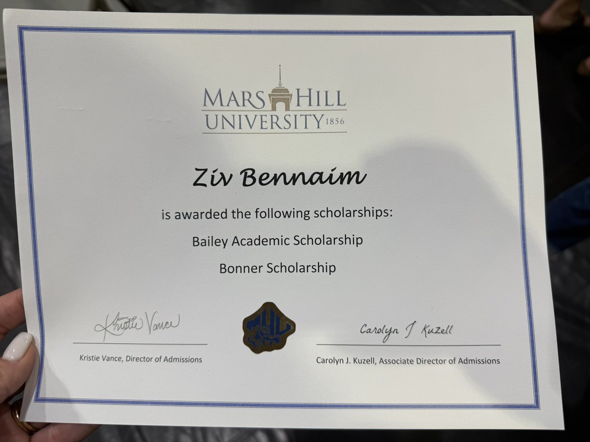 Ziv Bennaim 4⭐️LS & LB #6 (@ziv_bennaim) on Twitter photo Thank you <a href="/MarsHillU/">Mars Hill University</a> & <a href="/MarsHill_FB/">MHU Football</a> for the surprise visit to my school to present me with the Bailey Academic Scholarship & the Bonner Scholarship and to announce me playing football at my senior awards ceremony this evening. Can’t wait to be a Lion! <a href="/coachclayisbell/">Clay Isbell</a> Thank you <a href="/MarsHillU/">Mars Hill University</a> & <a href="/MarsHill_FB/">MHU Football</a> for the surprise visit to my school to present me with the Bailey Academic Scholarship & the Bonner Scholarship and to announce me playing football at my senior awards ceremony this evening. Can’t wait to be a Lion! <a href="/coachclayisbell/">Clay Isbell</a>