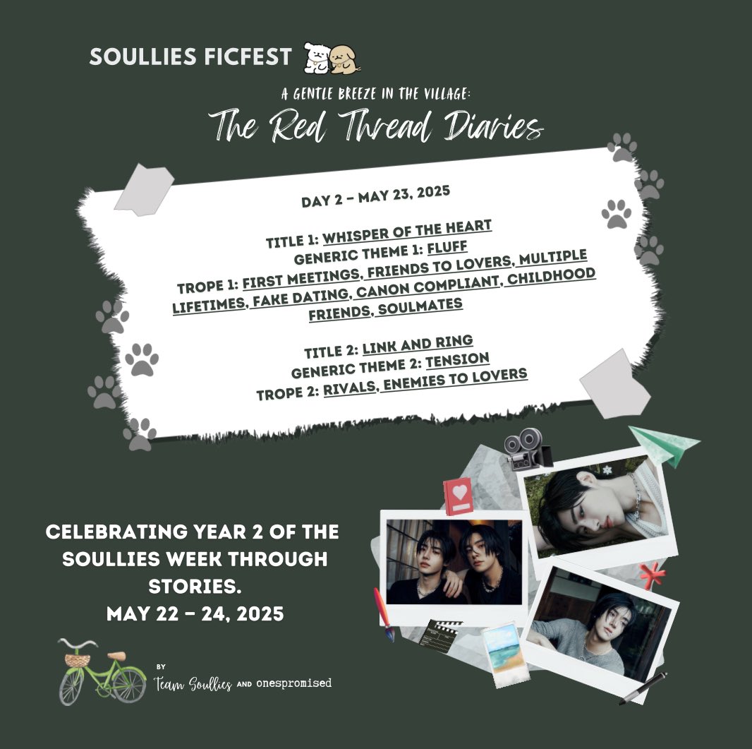 onespromised's tweet photo. AGBITV: The Red Thread Diaries Soullies FicFest DAY 2

“It’s like we’re in tune with each other.”

You can publish your entry on May 23 from 05:23 PM - 23:59 PM KST. Don’t forget to use the required tags:

#SoulliesWeekY2 #AGentleBreezeInTheVillage
#JAKE #SUNGHOON @SOULLIESteam https://t.co/Z25OzN6ZKD