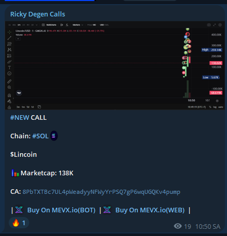 RickyDegen's tweet photo. I called $Lincoin at a 138K market cap. Its current ATH is 483K
FREE Call TELEGRAM - 3.5X
$Lincoin
8PbTXTBc7UL4pWeadyyNFWyYrPSQ7gP6wqUGQKv4pump
Call From: https://t.co/rDPkUVtkaJ
#SOL #MemeSol #Solana #Crypto #MemeCoin #MemeCoins #Lincoin https://t.co/7JPPg67JVD