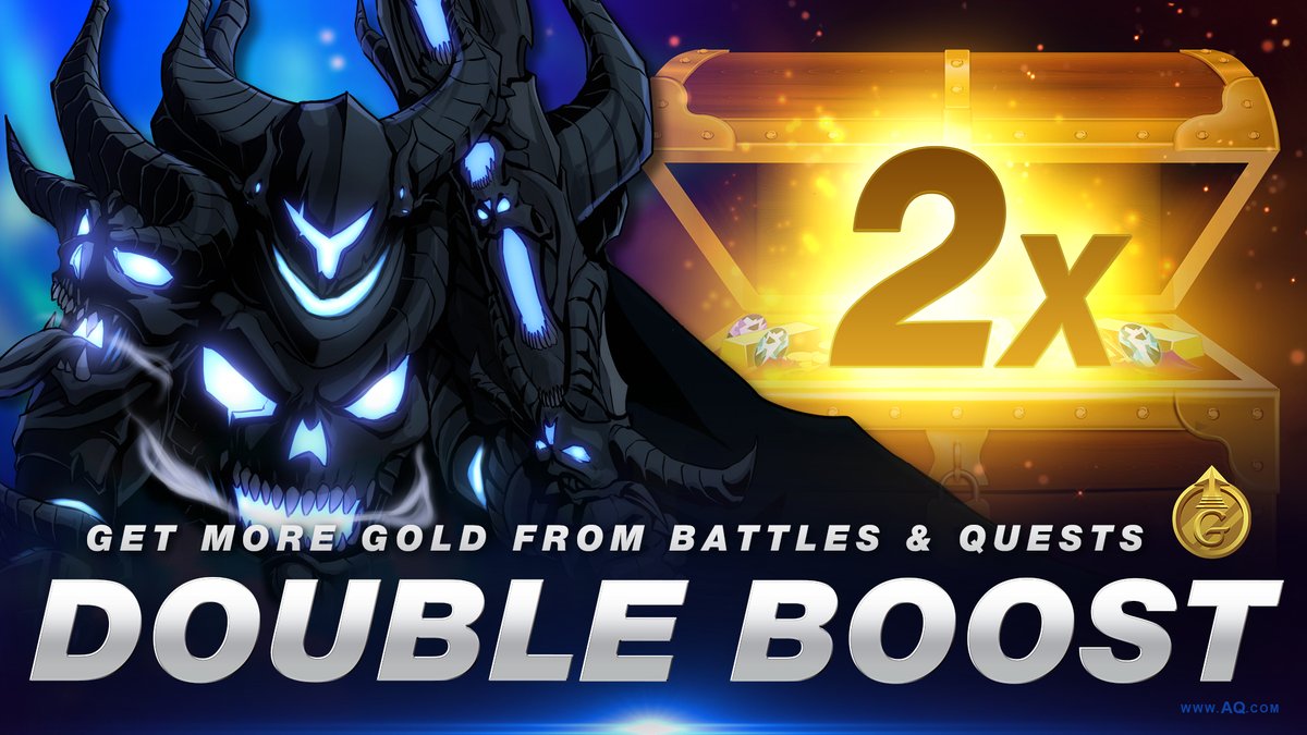 Happening now: 72 hour DOUBLE Gold boost on all servers in AdventureQuest Worlds! Log in each day for a new reward, boost, or other bonus. bit.ly/3DkZLsB