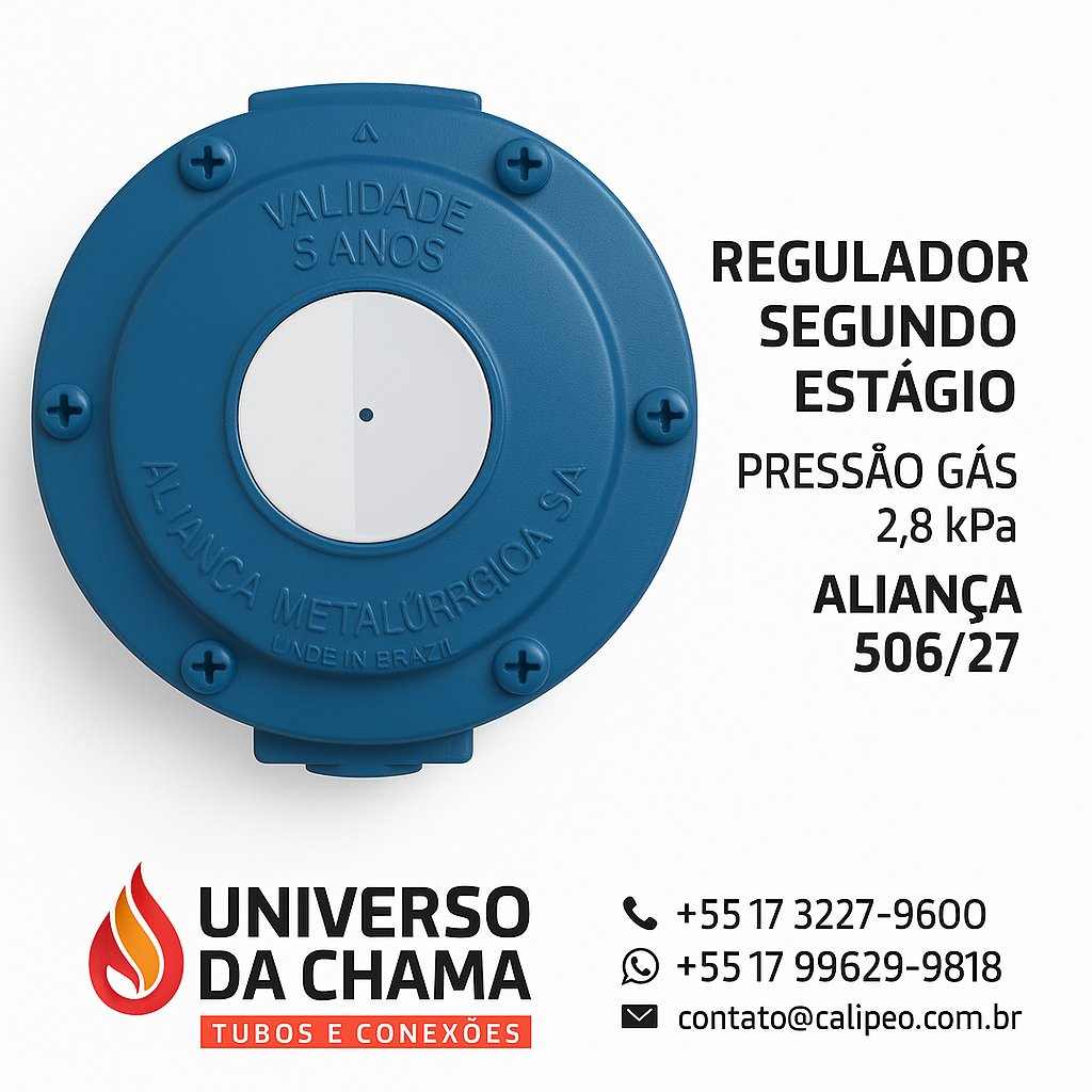 UniversoDaChama's tweet photo. Regulador Segundo Estágio Gás 2,8 kPa Aliança 506/27 - 7 kg/h - NPT F
lta eficiência e desempenho! O Regulador Aliança 506/27 garante 2,8 kPa com vazão de até 7 kg/h. Conexões NPT 1/4” x 3/8” para instalações seguras em GLP. Ideal para segundo estágio com máxima precisão. https://t.co/IQ5a4hYrLO