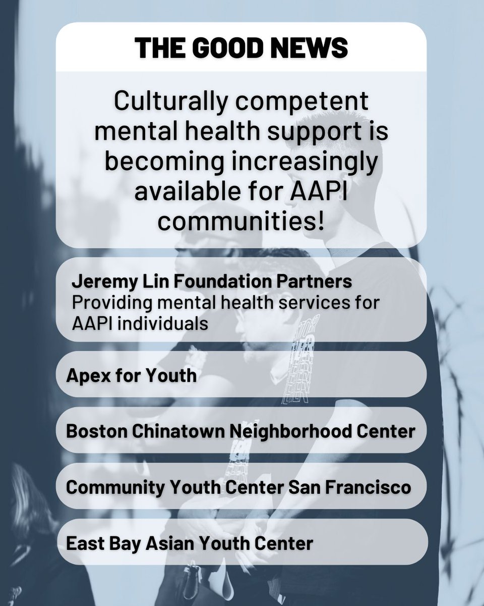 jlinfoundation's tweet image. #CulturallyCompetentCare is a key factor in nurturing empowered #AAPIYouth. Asian Americans receive #MentalHealth services as a much lower rate than other ethnic groups in the US.

Alongside our partners, we can ensure AANHPI youth receive the support they deserve to thrive. 🌏💙