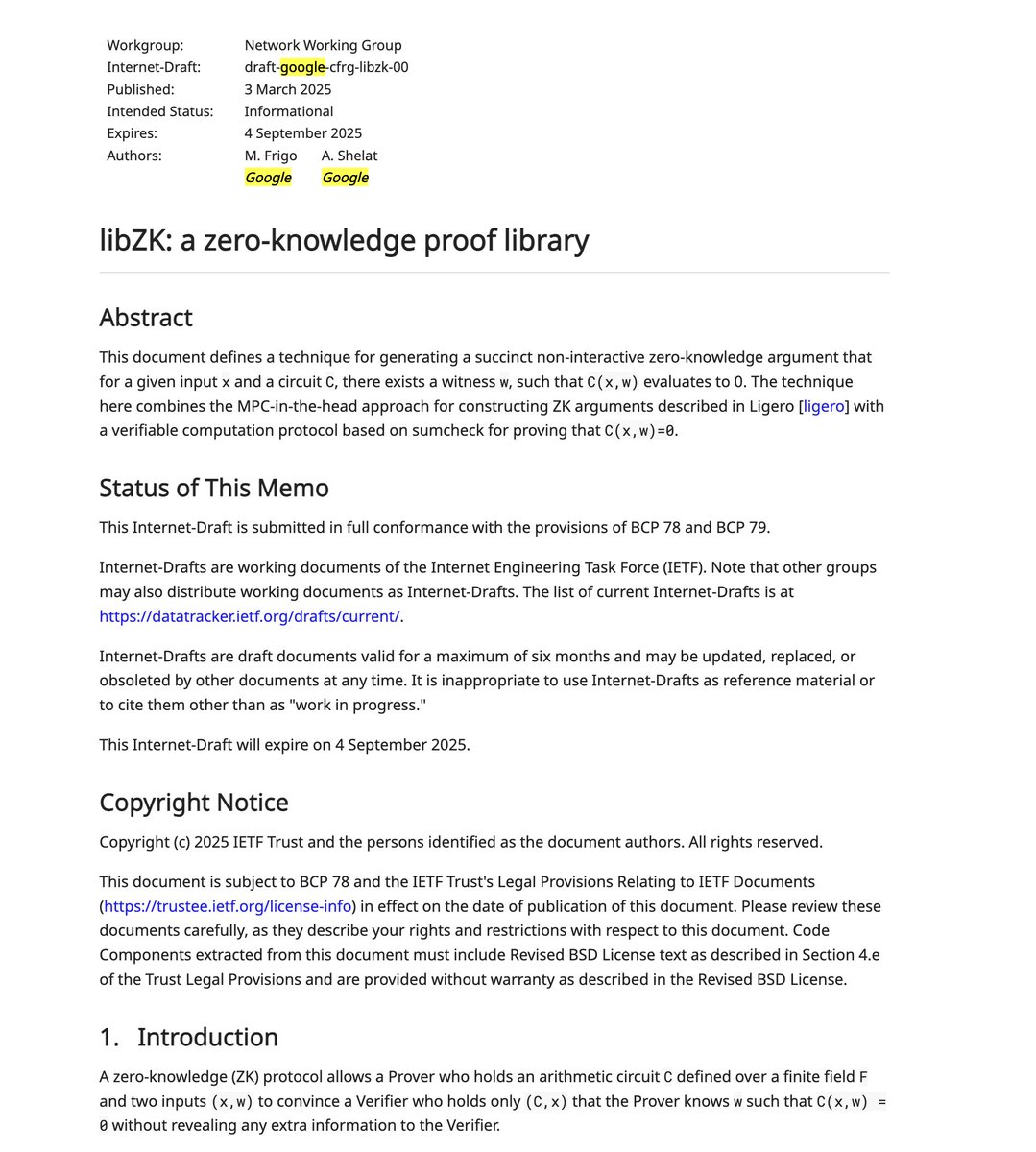 🚨this is huge

google is working on a zk proof library:

why it matters (even if you're not deep into crypto):

+ lets you prove something is true without showing
+ it's fast, small, and secure
+ built with proper cryptography (ligero + sumcheck)
+ fully works with modern hash