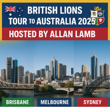 LAST CHANCE!
Lions Tour Australia: Final platinum tickets + 4-star accommodation remaining! Don't miss out on this unforgettable rugby experience.
📧 Email Joanne: joanne@lambassociates.co.uk 
Details: lambassociates.co.uk/current-events…
#LionsTour #EnglandRugby #AllanLamb #Rugby #LastMinute