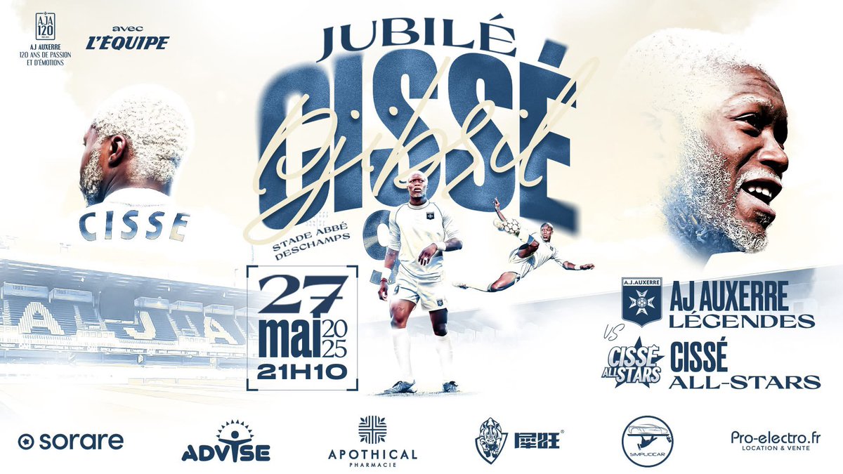 L'ÉQUIPE de Greg (@lequipedegreg) on Twitter photo 🎁 CADEAU DU JOUR 🎁
On vous offre 4 places pour assister au jubilé de <a href="/DjibrilCisse/">Djibril Cisse</a> qui aura lieu le 27 mai à l'Abbé-Deschamps !
Pour participer : RT ce tweet et suivez <a href="/lequipedegreg/">L'ÉQUIPE de Greg</a>
Bonne chance !
#EDG 🎁 CADEAU DU JOUR 🎁
On vous offre 4 places pour assister au jubilé de <a href="/DjibrilCisse/">Djibril Cisse</a> qui aura lieu le 27 mai à l'Abbé-Deschamps !
Pour participer : RT ce tweet et suivez <a href="/lequipedegreg/">L'ÉQUIPE de Greg</a>
Bonne chance !
#EDG