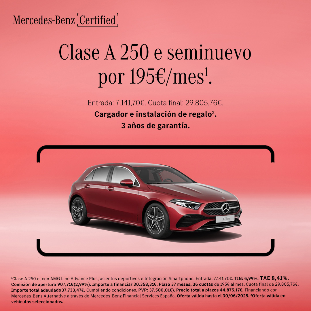 Llegó tu momento. Llévate tu Clase A compacto Híbrido Enchufable seminuevo. Con 3 años de garantía y cargador e instalación de regalo. ​

#MercedesBenz