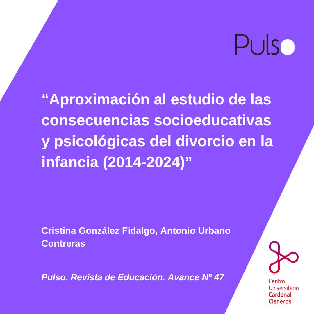 PulsoCUCC's tweet photo. Investigaciones y estudios de Pulso. Revista de Educación nº 4⃣7⃣

"Aproximación al estudio de las consecuencias socioeducativas y psicológicas del divorcio en la infancia"

DOI: https://t.co/Ew7z4Kjz3B

✍️ Cristina González Fidalgo y Antonio Urbano Contreras

#RevistaPulso https://t.co/MOY70oXOyR