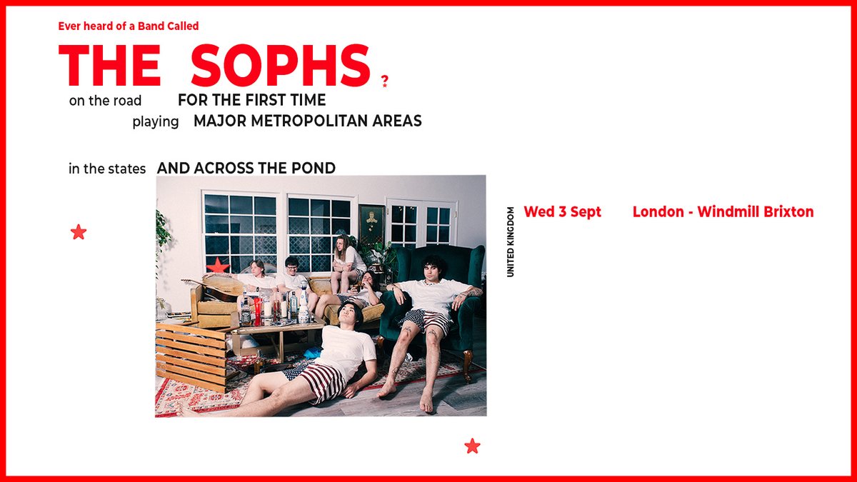 Metropolis Music (@metropolismusic) on Twitter photo ON SALE >> The Sophs will play Londonโs <a href="/WindmillBrixton/">Windmill Brixton</a> in September โญ๏ธ
Snap up tickets ๐ metropolism.uk/Qvux50VUVIW ON SALE >> The Sophs will play Londonโs <a href="/WindmillBrixton/">Windmill Brixton</a> in September โญ๏ธ
Snap up tickets ๐ metropolism.uk/Qvux50VUVIW