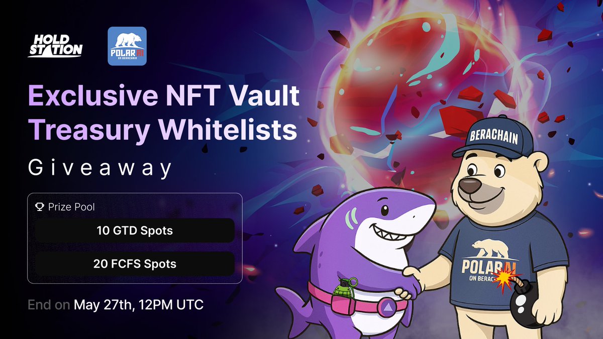Holdstation - The DeFAI Smart Wallet (@holdstationw) on Twitter photo BM, Beras!
๐ปโโ๏ธ Holdstation is teaming up with #PolarAI for an exclusive #NFT Whitelist Giveaway.
<a href="/PolarBerAI/">POLAR AI ๐ปโ</a>, one of the first #AI on #Berachain, is dropping an NFT collab with <a href="/0xBeraPaw/">BeraPaw (๐ง,๐พ)</a> โ backed by top Bera projects.
๐ 10 GTD WL & 20 FCFS WL
๐ฏHow to get it:
1๏ธโฃ Follow BM, Beras!
๐ปโโ๏ธ Holdstation is teaming up with #PolarAI for an exclusive #NFT Whitelist Giveaway.
<a href="/PolarBerAI/">POLAR AI ๐ปโ</a>, one of the first #AI on #Berachain, is dropping an NFT collab with <a href="/0xBeraPaw/">BeraPaw (๐ง,๐พ)</a> โ backed by top Bera projects.
๐ 10 GTD WL & 20 FCFS WL
๐ฏHow to get it:
1๏ธโฃ Follow
