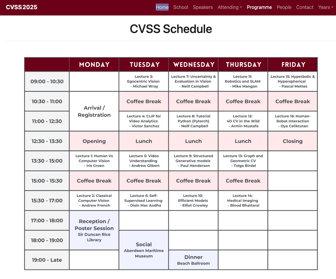 gyangMedIA's tweet image. Please join

The 28th #BMVA #ComputerVision #SummerSchool @ University of #Aberdeen : 7th - 11th July 2025

cvss.bmva.org