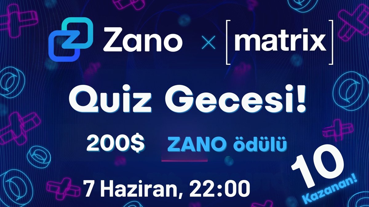 İlk Zano Matrix bilgi yarışması gecemizi düzenlemekten heyecan duyuyoruz! 🎉

Nasıl işliyor?
Yarışma etkinliği Zano Matrix üzerinde gerçekleşecek. Katılımcılar, Zano üzerinde geliştirilen dApp'ler hakkında çoktan seçmeli soruları yanıtlayacaklar. Güncel kalmak ve kazanma şansını