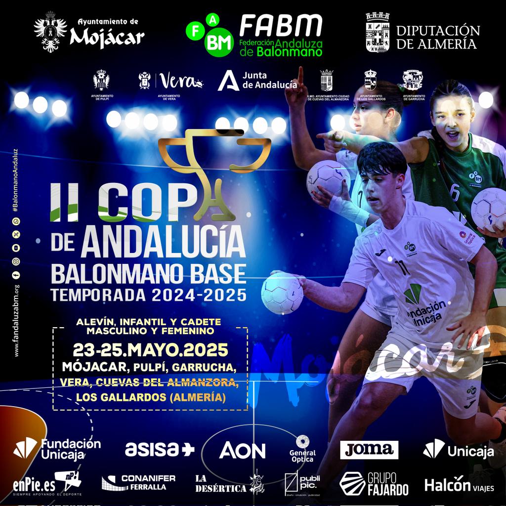 🎉 ¡Hoy levantamos el telón para disfrutar de la II Copa de Andalucía de Balonmano Base! 🤾‍♂️🤾‍♀️

🙏 Nuestro agradecimiento a <a href="/dipalme_almeria/">Diputación Almería</a>, a <a href="/MojacarTurismo/">Turismo de Mojácar</a> y al resto de sedes que albergarán este esperado evento 😍

¡Mucha suerte a todos los equipos!

#BalonmanoAndalucía