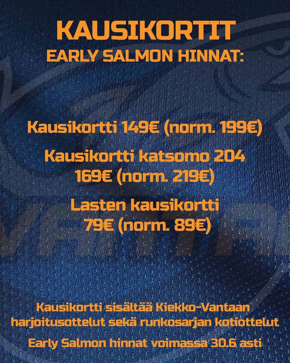 Kausikortit kaudelle 2025-2026 nyt myynnissä!🔥

Hanki kausikortti tästä: ticketmaster.fi/event/kiekko-v…

#KVantaa #Mestisfi #LohiMäärää