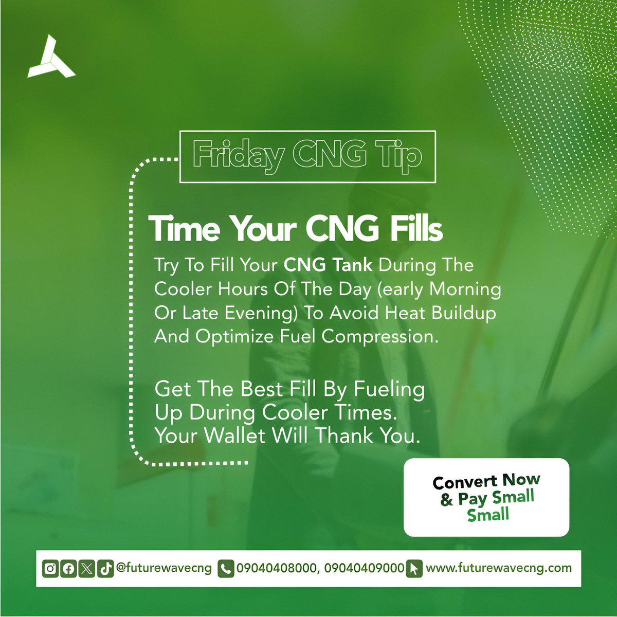 📌Stay updated  with Futurewave CNG maintenance tips.

Send a DM today for all enquiries
#cng #sustainability #nigeria #facts #trending #futurewavecng