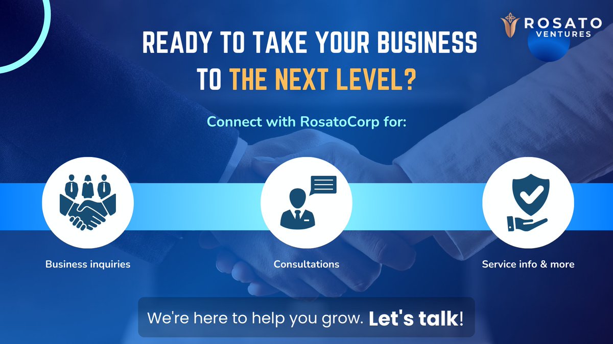 RosatoVentures's tweet photo. Ready to elevate your business with RosatoCorp?  Connect with us today for expert solutions in compliance, legal, and tech support.

Let’s discuss how we can help you grow!

#GetInTouch #RosatoCorp #BusinessGrowth #ProfessionalServices https://t.co/DpncUNGoqt