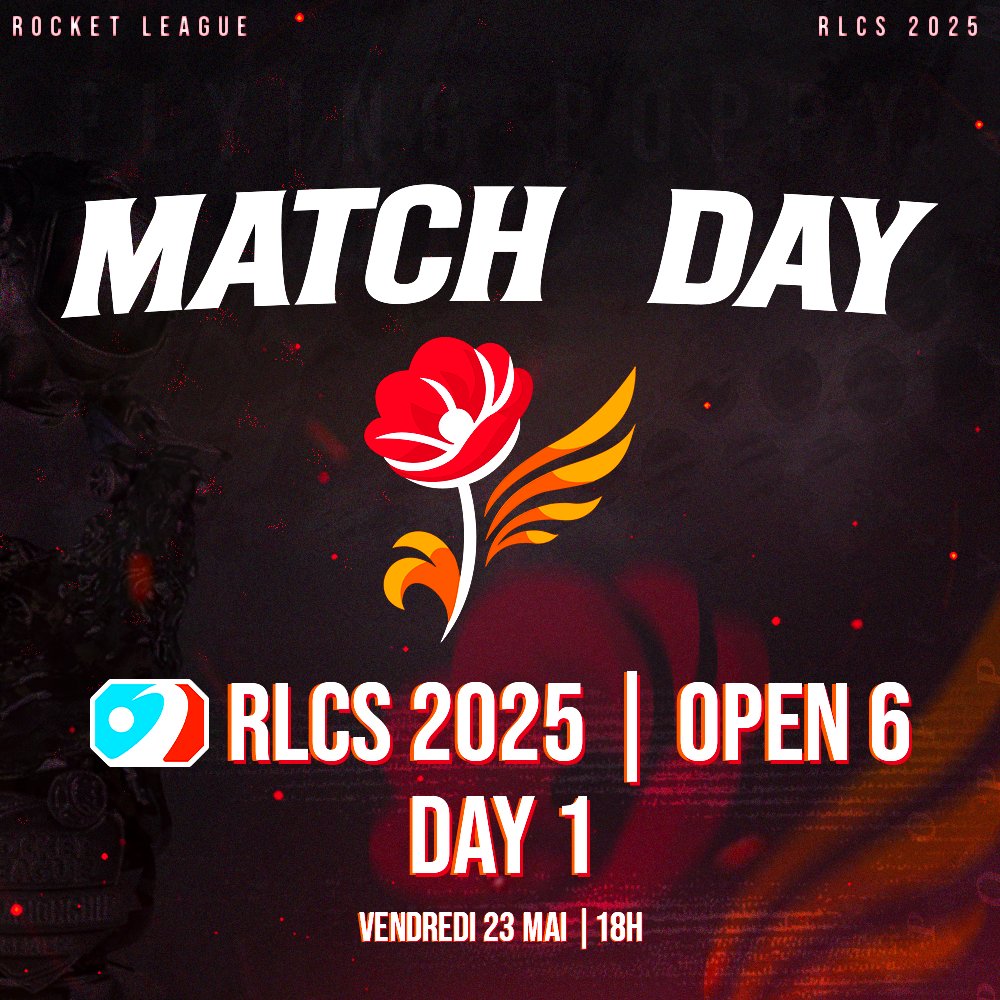 Team Flying Poppy🌹 (@teamflyingpoppy) on Twitter photo Dernier open de la saison, c'est le moment de tout donner ! 💪
Venez nous suivre ! 🔥
🏆 | RLCS 2025 | Open 6 | Day 1
🎥 | <a href="/ZapBzh/">VIT Zap Bzh⭐⭐</a> (twitch.tv/zap_bzh)
⚔️ | 1er match vs Les Botsss
⌚️ | 23/05 - 18h
#TFPWIN🌹 Dernier open de la saison, c'est le moment de tout donner ! 💪
Venez nous suivre ! 🔥
🏆 | RLCS 2025 | Open 6 | Day 1
🎥 | <a href="/ZapBzh/">VIT Zap Bzh⭐⭐</a> (twitch.tv/zap_bzh)
⚔️ | 1er match vs Les Botsss
⌚️ | 23/05 - 18h
#TFPWIN🌹