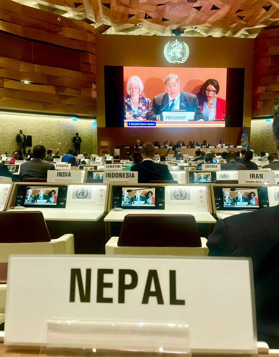 Nepal in Geneva (@pmngeneva) on Twitter photo Nepal got elected as a Member of the Executive Board of the WHO for a three-year term (2025–2028) by the 78th World Health Assembly today. <a href="/MofaNepal/">MOFA of Nepal 🇳🇵</a> <a href="/MOHPnepal/">Ministry of health and population Nepal</a> <a href="/WHO/">World Health Organization (WHO)</a> Nepal got elected as a Member of the Executive Board of the WHO for a three-year term (2025–2028) by the 78th World Health Assembly today. <a href="/MofaNepal/">MOFA of Nepal 🇳🇵</a> <a href="/MOHPnepal/">Ministry of health and population Nepal</a> <a href="/WHO/">World Health Organization (WHO)</a>