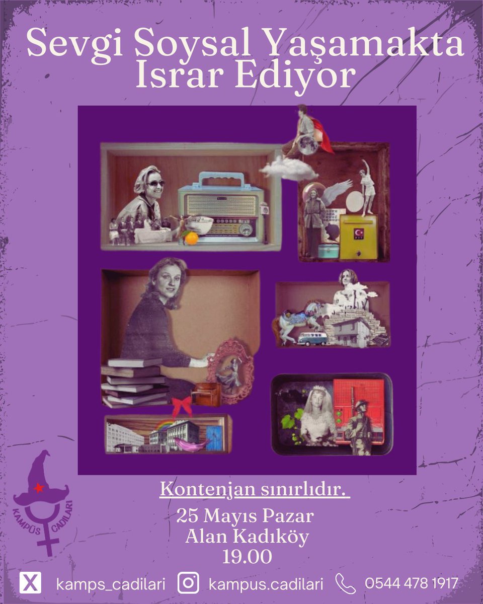 📍İstanbul 

25 Mayıs Pazar günü "Sevgi Soysal Yaşamakta Israr Ediyor" tiyatrosunu (<a href="/BgstTiyatro/">BGST Tiyatro</a>) izlemek için buluşuyoruz. 

Katılım için afişteki numaradan veya sosyal medya hesaplarımızdan bize ulaşabilirsiniz.💜🧙🏼‍♀️
docs.google.com/forms/d/e/1FAI…