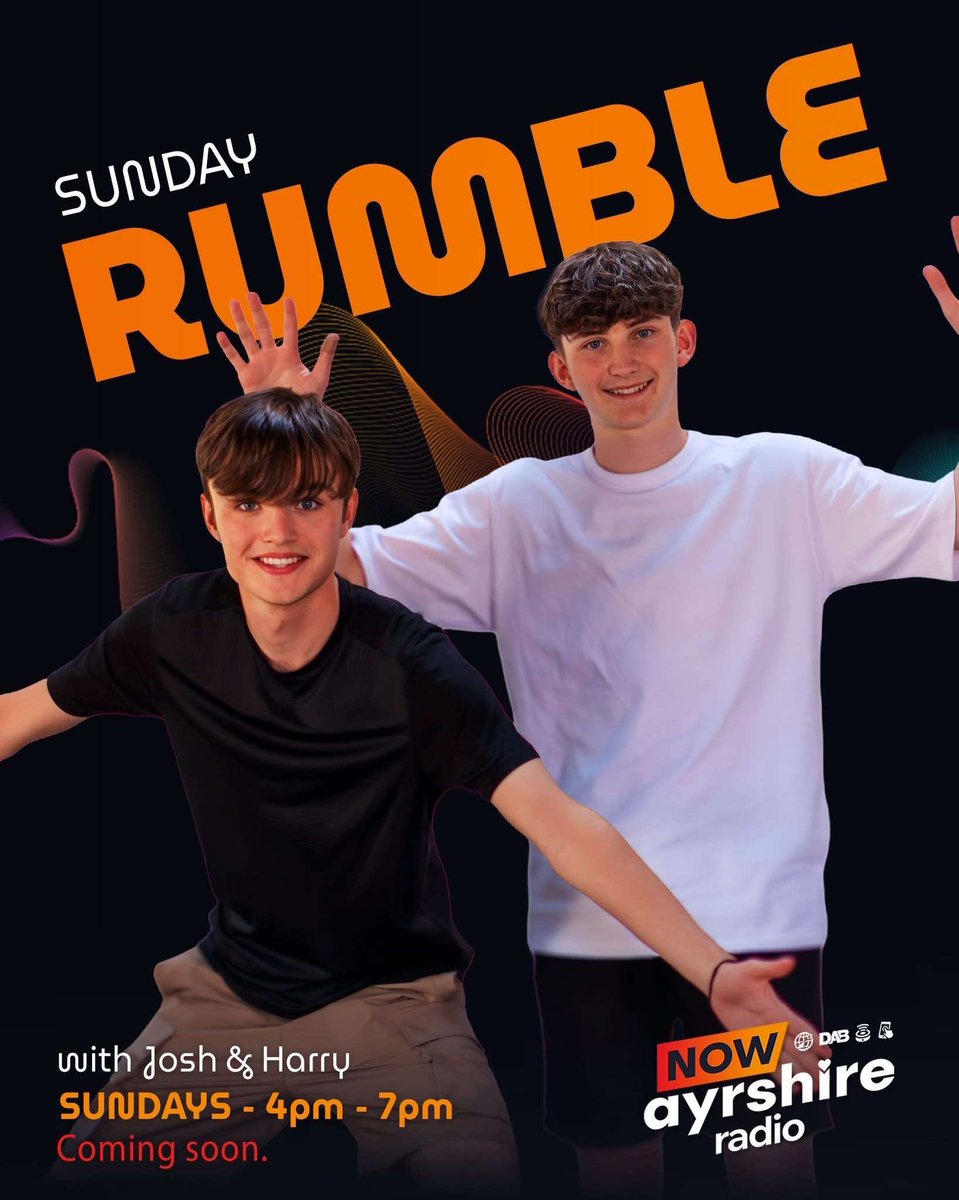 HazzaMcv (@hazzamcv) on Twitter photo Absolutely buzzing to announce this brand new show on <a href="/nowayrshire/">Now Ayrshire Radio</a> with me and <a href="/JoshWoodsUK/">Josh Woods</a> every Sunday from 4-7pm starting next Sunday. Expect some brilliant tunes and great laughs. Tune in on the Now Ayrshire Radio app or on your DAB radio. Letβs do thisπ Absolutely buzzing to announce this brand new show on <a href="/nowayrshire/">Now Ayrshire Radio</a> with me and <a href="/JoshWoodsUK/">Josh Woods</a> every Sunday from 4-7pm starting next Sunday. Expect some brilliant tunes and great laughs. Tune in on the Now Ayrshire Radio app or on your DAB radio. Letβs do thisπ