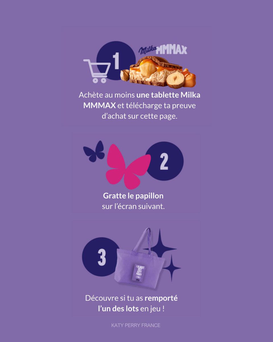 KATY PERRY FR (@katyperryfrance) on Twitter photo 💜| GAGNE TA RENCONTRE ! ✨
Milka MMMAX t'offre ta chance de rencontrer <a href="/katyperry/">KATY PERRY</a> dans les coulisses du #LifetimesTour le 24/10/2025 à l'Accor Arena de Paris!
PARTICIPER : milka-katy-perry.fr
🎟️: 4 (2×2) gagnants M&G
🗓️: Du 02/06 au 30/09 💜| GAGNE TA RENCONTRE ! ✨
Milka MMMAX t'offre ta chance de rencontrer <a href="/katyperry/">KATY PERRY</a> dans les coulisses du #LifetimesTour le 24/10/2025 à l'Accor Arena de Paris!
PARTICIPER : milka-katy-perry.fr
🎟️: 4 (2×2) gagnants M&G
🗓️: Du 02/06 au 30/09