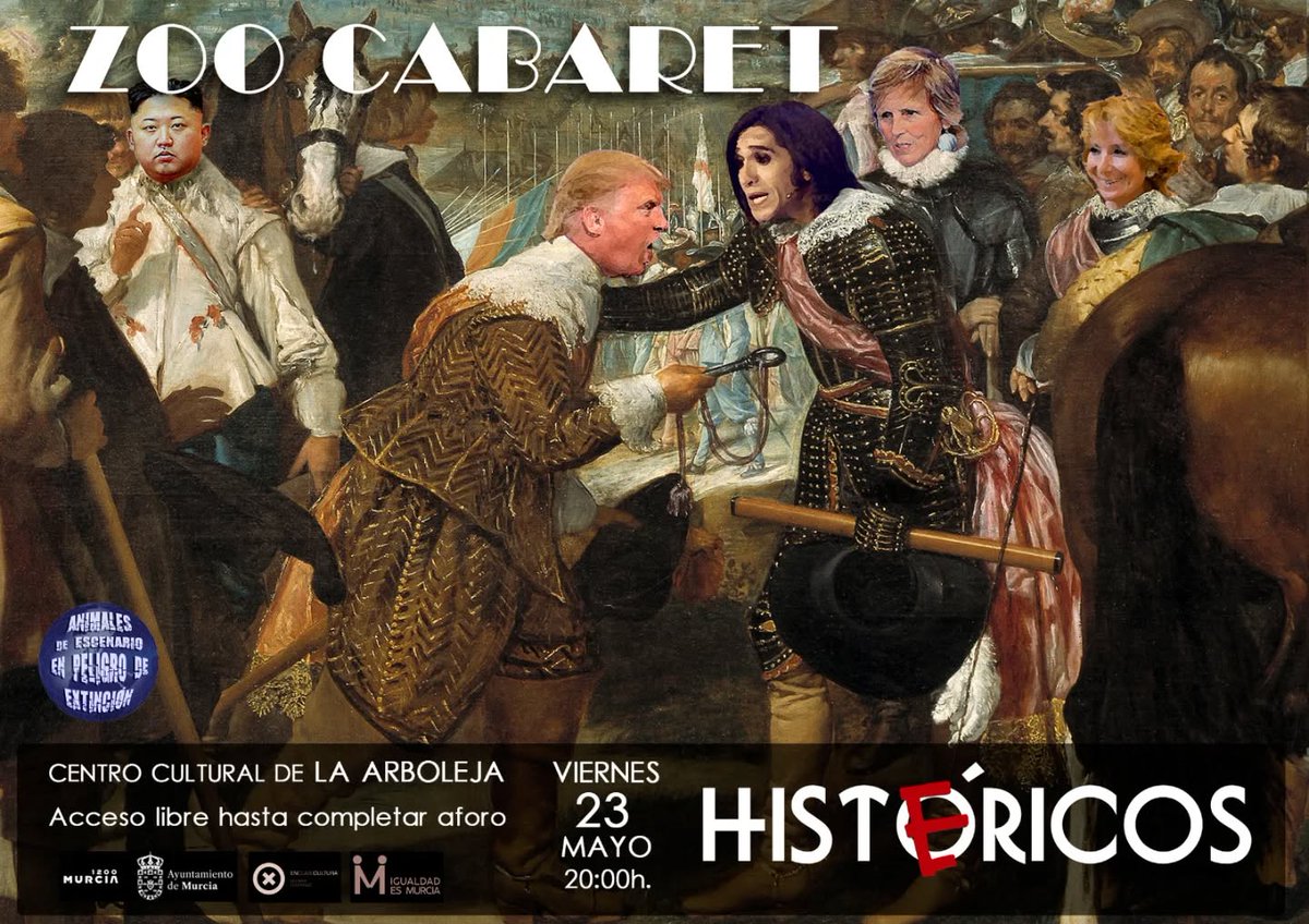 EnClave Cultura (@enclavecultura) on Twitter photo ¿Preparados para un inolvidable viaje por la historia?
Los bichos de <a href="/zoocabaret/">ZOO CABARET</a>, Madame Boo, Elena Alone Band, Mª Carmen y Paca Piqueras, llegan este viernes al C.C. #LaArboleja 🤩
🎟️ Entrada libre hasta completar aforo ¿Preparados para un inolvidable viaje por la historia?
Los bichos de <a href="/zoocabaret/">ZOO CABARET</a>, Madame Boo, Elena Alone Band, Mª Carmen y Paca Piqueras, llegan este viernes al C.C. #LaArboleja 🤩
🎟️ Entrada libre hasta completar aforo