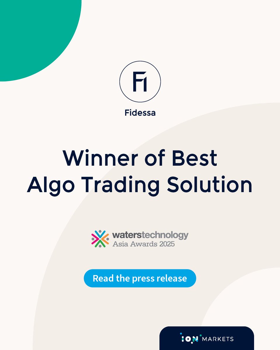 ION’s Fidessa Algorithms has won “Best algo trading solution” at the WatersTechnology Asia Awards 2025. Read more in our press release!
on.iongroup.com/44KN0q6